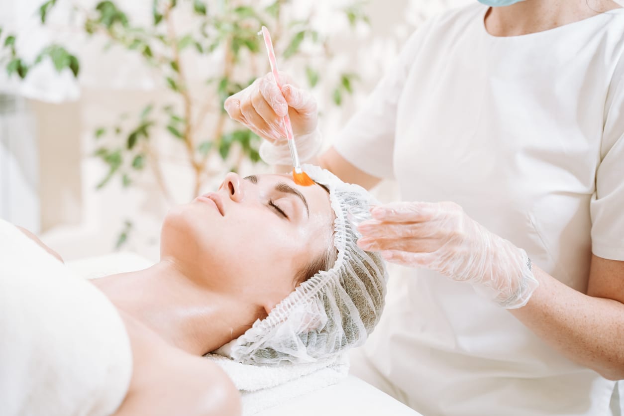 Chemical facial peel treatment in beauty clinic